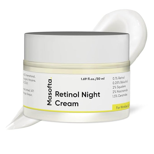 Retinol Night Cream with 0.1% Retinol, Bakuchiol & Squalene, Men & Women | 1.69 fl.oz./50 GMS
