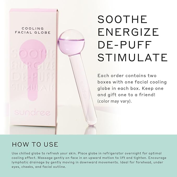 sundree Cooling Facial Ice Globes | Reduce Puffiness | Tighten Skin | Improve Circulation | Freezer Safe | Bundle (2 - Pack) (Lilac)