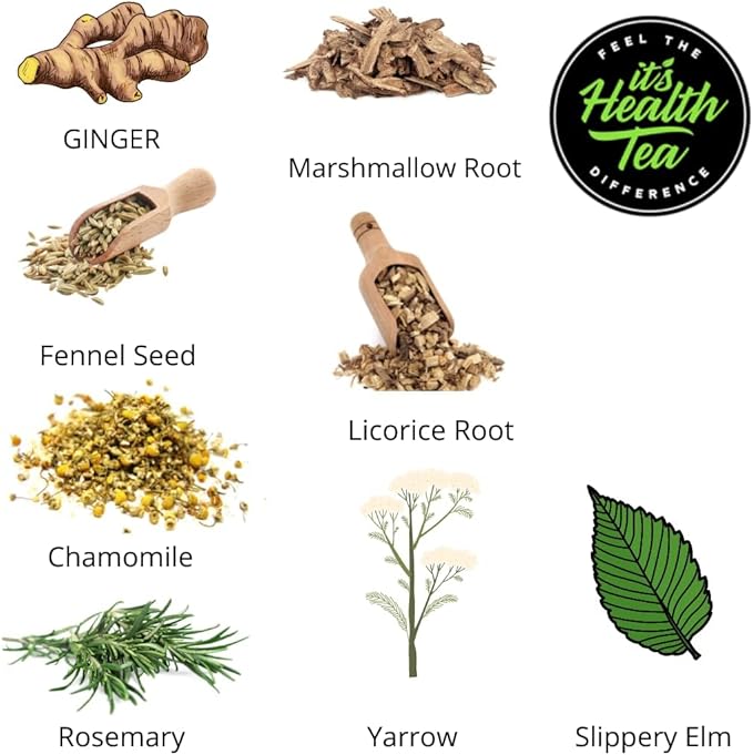 GERD Relief Herbal Tea: 8-Digestive Herb Blend, Natural Acid Reflux & Heartburn Aid, Pre/Post Meal Support, 3oz with 30 Bags