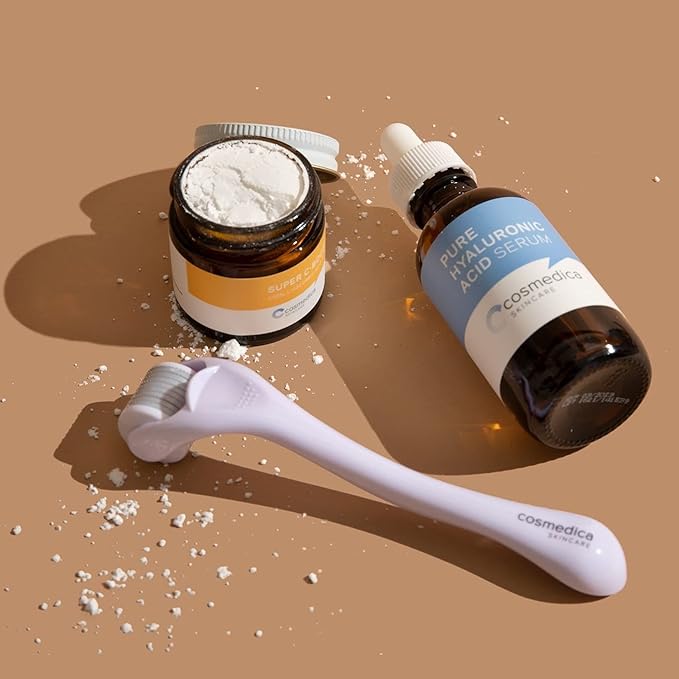 Cosmedica Skincare 100% L-Ascorbic Acid Powder & Hyaluronic Acid Serum Bundle – Vitamin C Powder for Custom Skincare Boost & Hydrating Facial Moisturizer for Anti-Aging and Skin Brightening