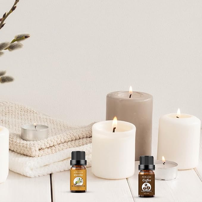 Sedbuwza Vanilla Coffee Essential Oil Set, Vanilla Fragrance Oil Coffee Scent Oil Set for Diffuser, Aromatherapy, Massage, Soap, Candle Making 2 x 10 ml