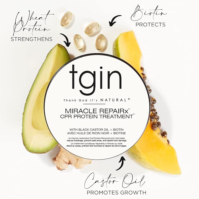 tgin Miracle RepaiRx Strengthening CPR Protein Treatment & Deep Hydrating Hair Mask, for Curly, Coily and Wavy Hair, Repairs, Protects, and Restores Damaged Hair, 12 oz, (Set)
