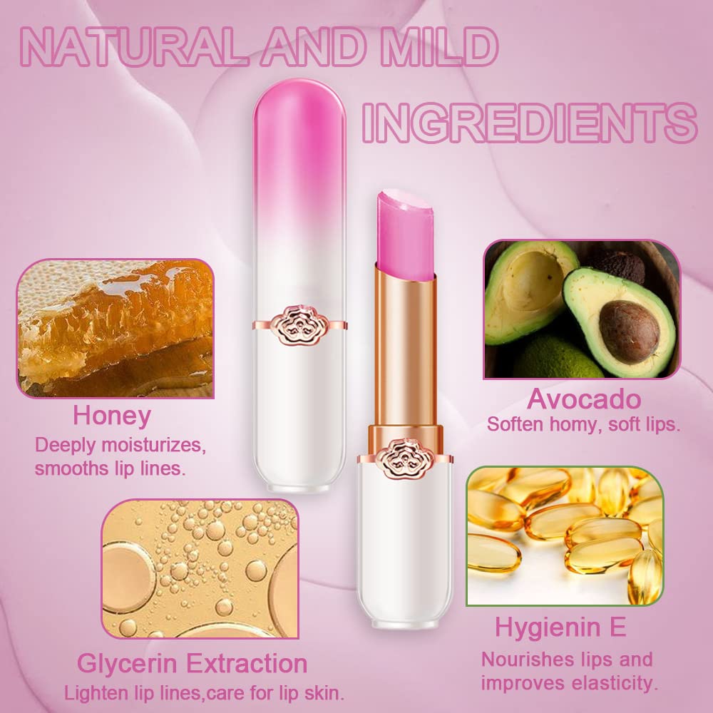 evpct 2Pcs Grape Tinted Lip Balms PH Lip Color Changing Lipstick Balm Stain Gift Set Queen for Women Girls Korean Mood Long Lasting Color Change Light Pink Lipstick Lip Tint Makeup Lip Plumper Gloss