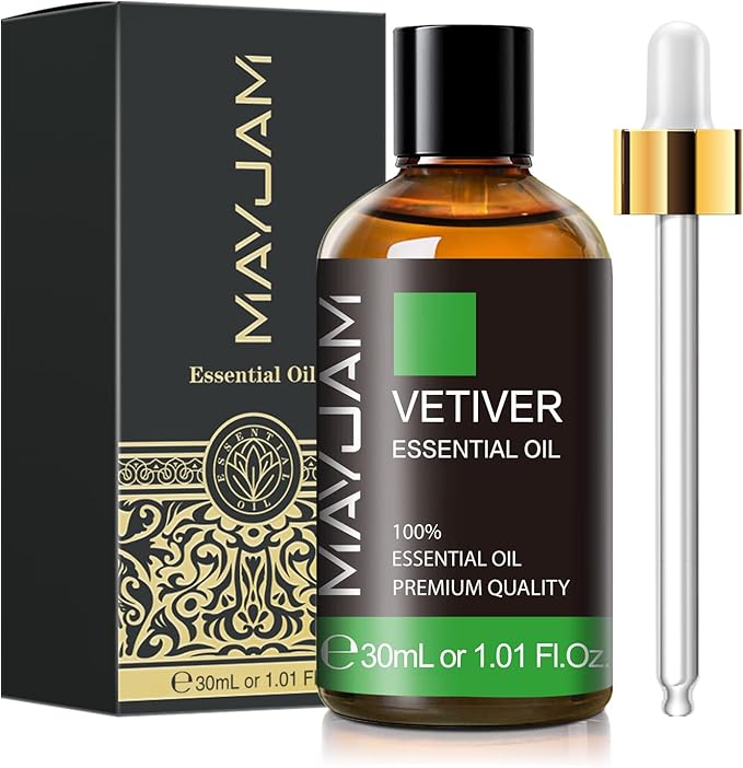 Vetiver Essential Oil 30ML, Pure Vetiver Oil Essential Oils for Aromatherapy, Candles, Soaps(1.01FL.OZ)