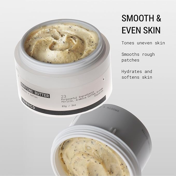 JUNO & Co. Buffing Butter, Buttery Body Scrub with Refillable Pod for Exfoliating & Hydrating 85 g/3.0 oz