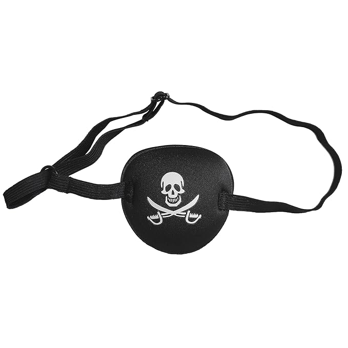 Black Single Eye Mask, Pirate Skull Crossbone Eye Patch，Adjustable 3D Eye Patch for Adult and Kid (Pirates Design)
