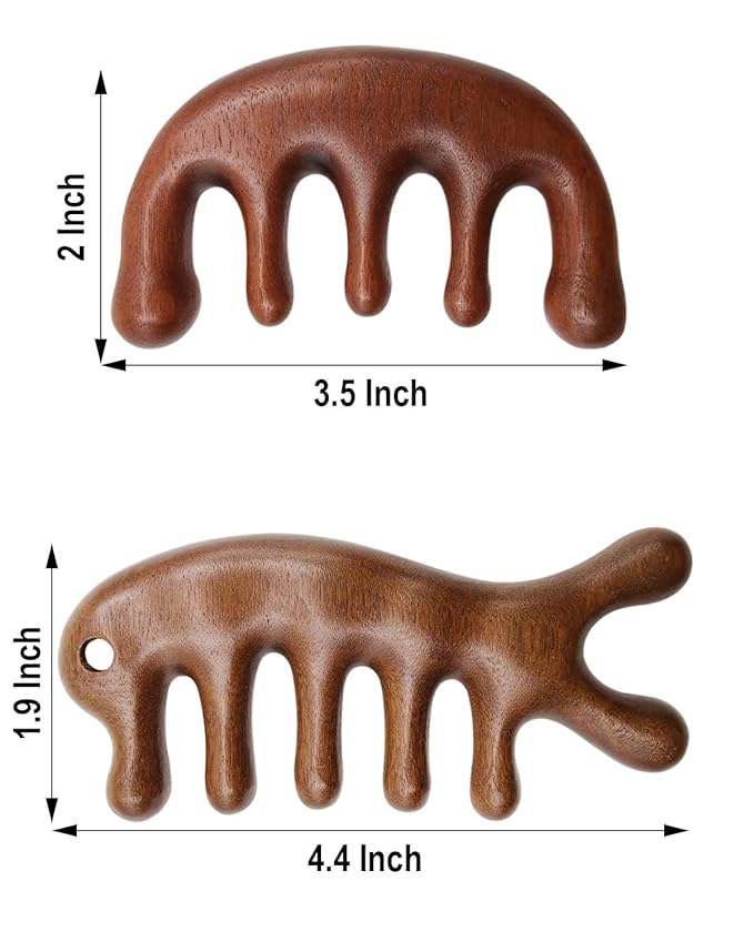 Wooden Scalp Massager Comb for Hair Growth, 2 Pack Wood Wide Tooth Comb for Women Men, Natural Sandalwood Head Massager