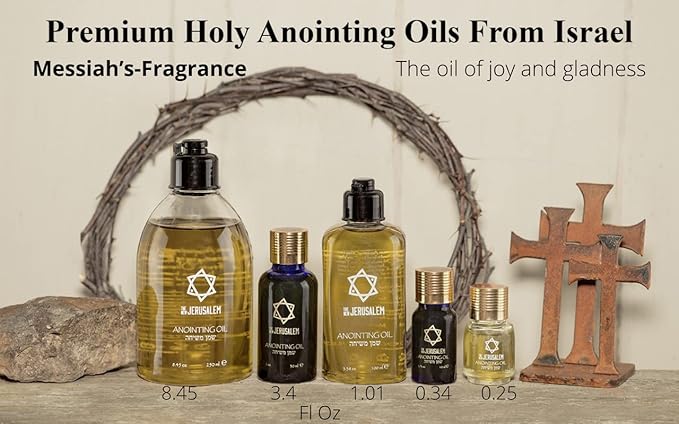 Premium Anointing Oil from The Holy Land Rose of Sharon' - Made in Israel with Extra Virgin Olive Oil, Myrrh, Aloes & Cassia - Bible Scents for a Glad Heart - Natural Perfumed Oil - 0.34 Fl Oz