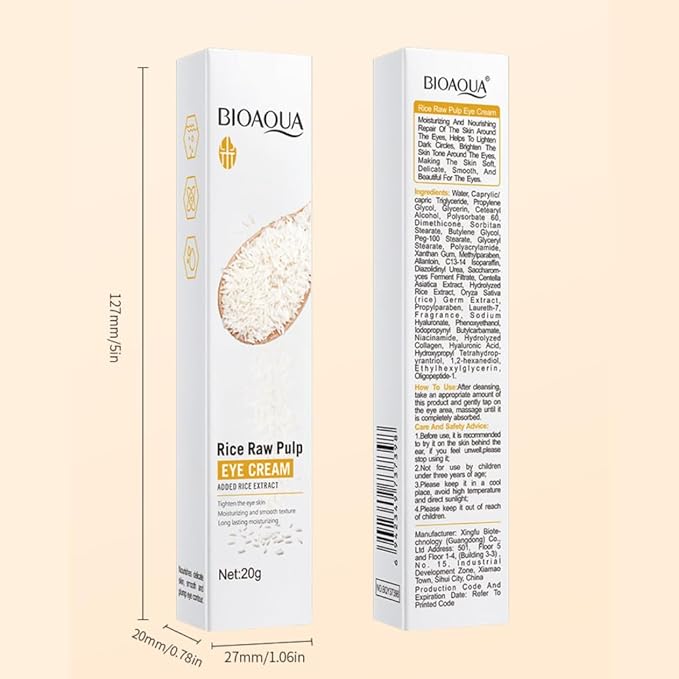 BIOAQUA Rice Raw Pulp Under-Eye Cream Rice Extract Moisturizing Smooth Nourishing Under-Eye Skin 20g / 0.7oz