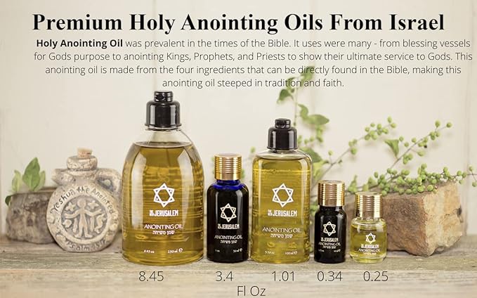 Holy Anointing Oil from Israel, Holy Spiritual Oils Bottles from Jerusalem Blessed, Handmade with Natural Ingredients and Blessed for Wedding Ceremony, Religious Use, 3.4 Fl Oz
