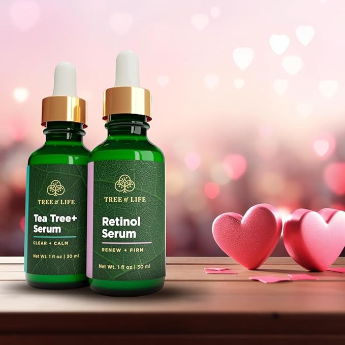 Tree of Life Retinol Serum & Tea Tree Serum for Face - Skin Care Duo Serums to Brightening Dark Spot, Smooth Dry & Sensitive Skins - Suitable for Anti-Aging, Wrinkle, & Acne - Dermatologist Tested
