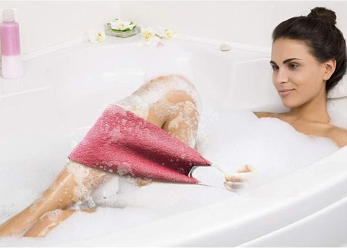 Evridwear Exfoliating Back Scrubber with Handles Two Sides for Body Shower Deep Cleans Skin Massages Invigorating Blood Circulation Men Women One Size (2 Pack Pink)