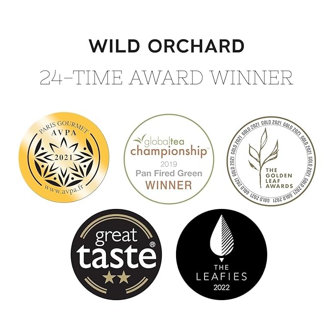 Wild Orchard Regenerative Organic Certified Flavored Green Tea - English Cottage (12 Tea Bags) - With Creamy Herbs - Regeneratively Cultivated on Jeju Island in South Korea