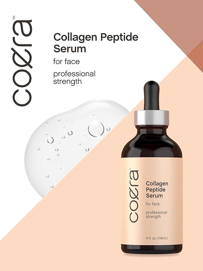 Coera Collagen Serum for Face | 4 fl oz | with Verisol | Professional Strength Peptide Formula | Free of Parabens, SLS, & Fragrances | Packaging May Vary