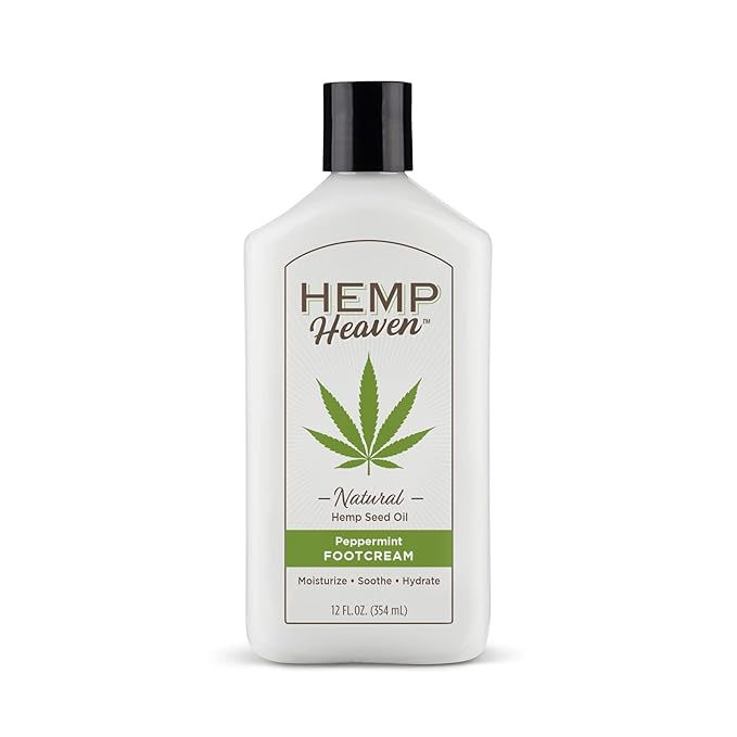 Hemp Heaven Peppermint Foot Cream Infused with Hemp Seed Oil - Hydrating Care for Dry Cracked Feet - 12oz
