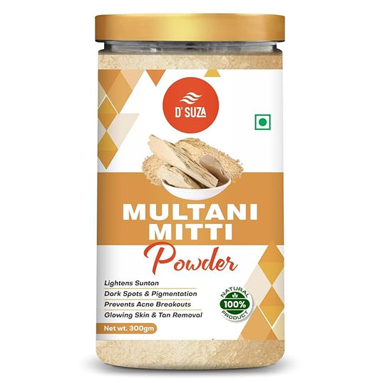 D'SUZA Fuller's Earth Powder, 11 Oz, 0.66 lb, Indian Healing Clay, Bentonite Clay, Natural Face Pack (11 Oz, Multani Mitti Powder)