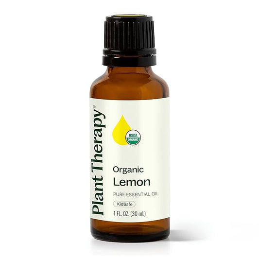 Plant Therapy Organic Lemon Essential Oil 100% Pure, USDA Certified Organic, Undiluted, Natural Aromatherapy, Therapeutic Grade 30 mL (1 oz)