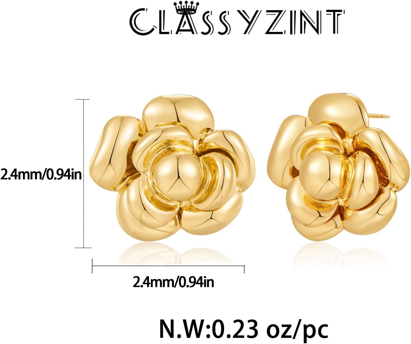 CLASSYZINT Gold/White/Red/Black Flower Stud Earrings For Women