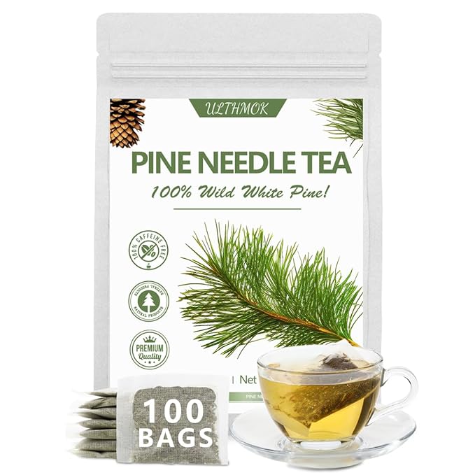 Premium 100 Pine Neddle Tea Bags,100% Picked from Natural Wild Pine Neddle, No Caffeine & No Additives.