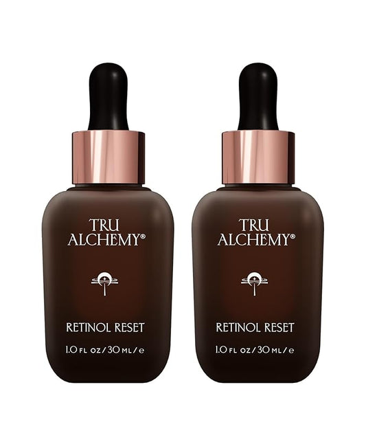 Tru Alchemy Retinol Reset Revitalizing Retinol Serum for face - Wrinkle Appearance Serum & Retinol Cream for Face w/Bakuchiol, Niacinamide for Overnight Renewal w/Long-Term Radiance - 1 fl oz (2-Pack)