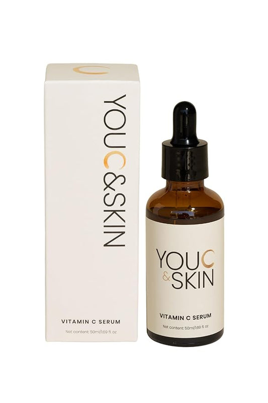 You C & Skin Vitamin C Serum for Face & Neck for Men & Women - Anti-Oxidant Rich, Collagen Boosting, Repairs & Protects against Sun Damage
