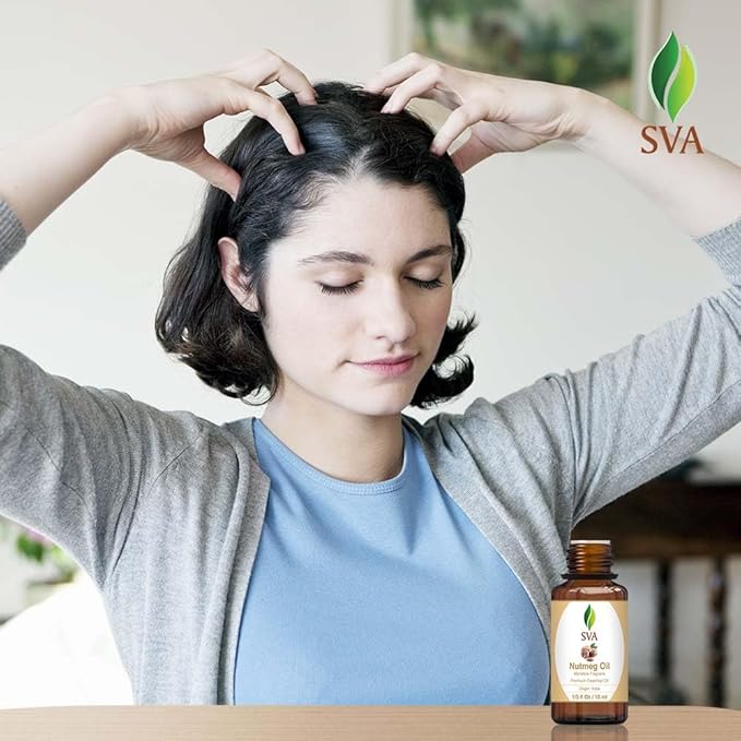 SVA Nutmeg Essential Oil – 1/3 Fl Oz – 100% Natural Nutmeg Oil - for Diffuser, Hair Care, Face, Skin Care, Aromatherapy, Scalp and Body Massage, Soap and Candle Making