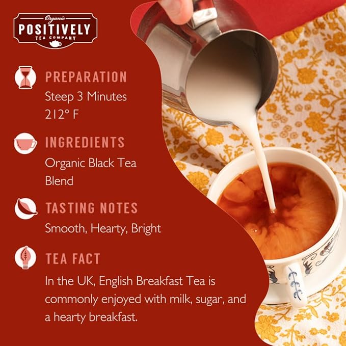 Organic Positively Tea Company, English Breakfast Black Tea, Loose Leaf, 4 Ounce