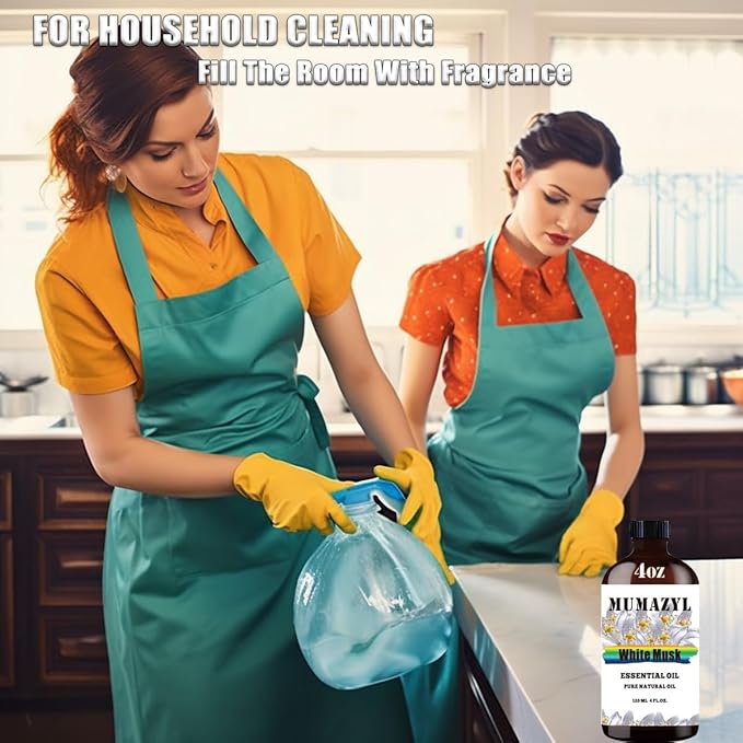 White Musk Essential Oil, White Musk Oil 4 Fl Oz 120ML for Diffuser Humidifier Yoga Cleaning DIY Candle Soap Making Essential Oils