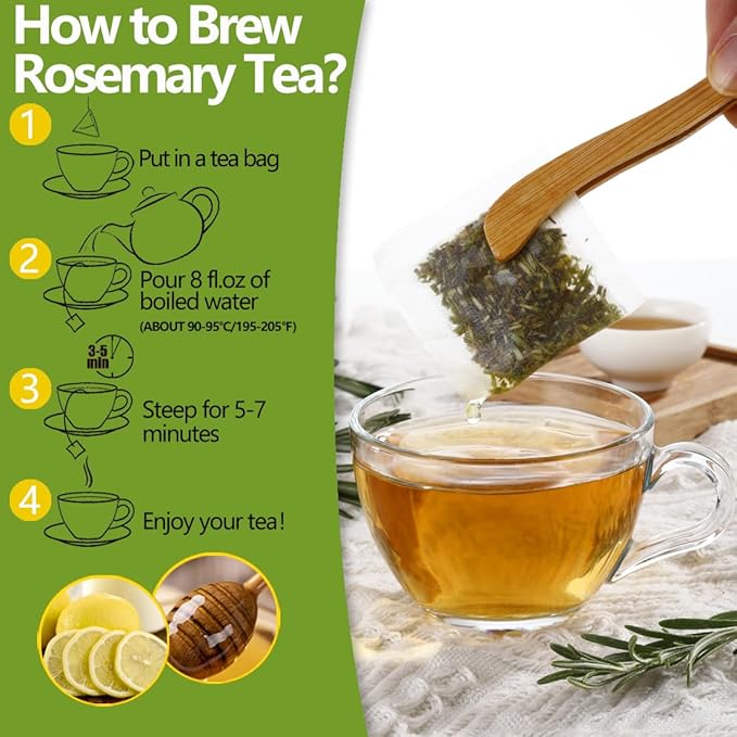 Premium Rosemary Tea Bags, 100 Teabags. Made with 100% Pure Natural Rosemary Leaves,No Additives & Caffeine Free.