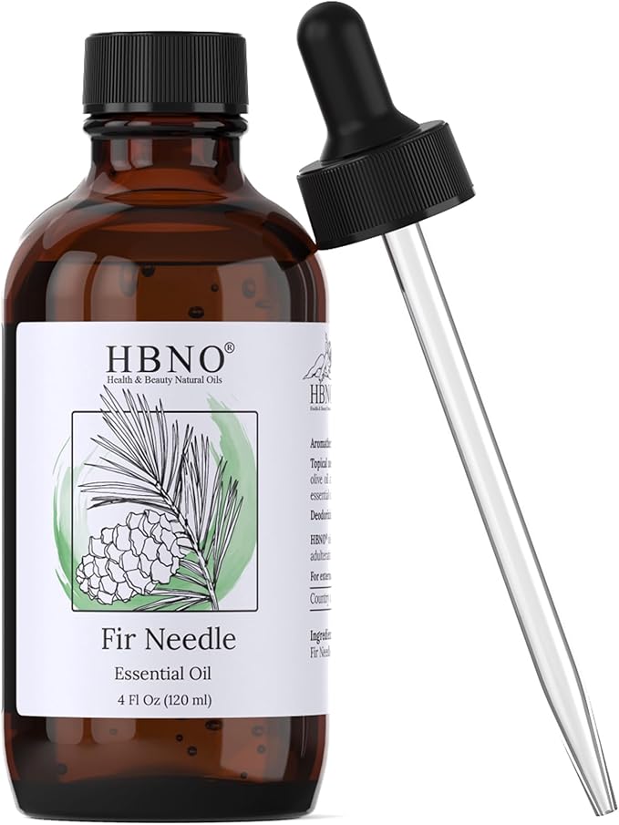 HBNO Fir Needle Essential Oil - Huge 4 oz (120ml) Value Size - Natural Fir Needle Oil - Perfect for Cleaning, Aromatherapy, DIY, Soap and Diffuser - Fir Needle Essential Oils