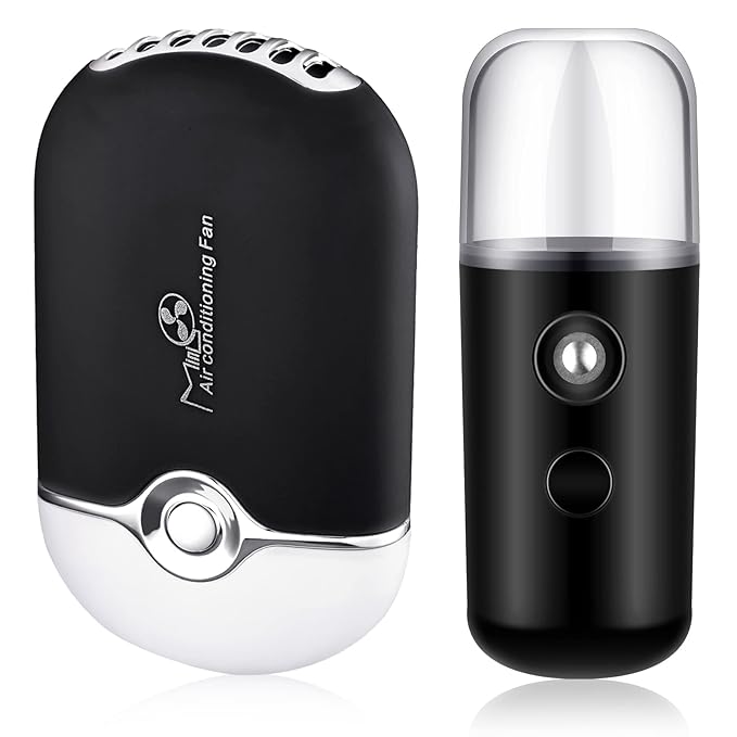 Eyelash Fan USB Portable Lash Dryer Nano Facial Mister Face Mister Portable Facial Steamer with 20ml Water Tank Rechargeable Handheld Mini Fan Lash Dryer Eyelash Extension(Black, Pink)