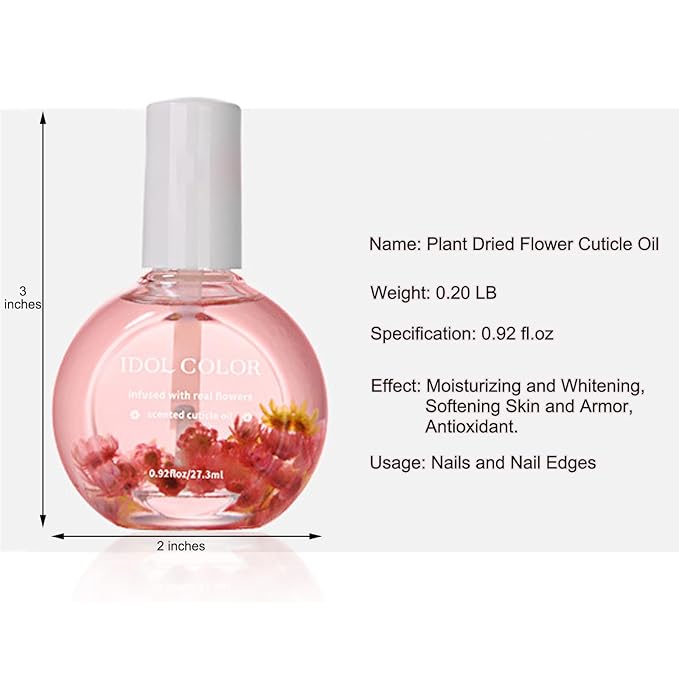 Flowery Scented Cuticle Oil, Infused with Real Flowers, Cuticle Revitalize Oil, Nail Oils For Growth And Strength, Cuticle Remover - Nail Strengthener - Cuticle Softener (0.92 fl.oz, APPLE)
