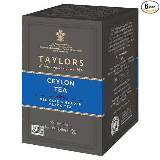 Taylors of Harrogate Pure Ceylon, 50 Teabags (Pack of 6)