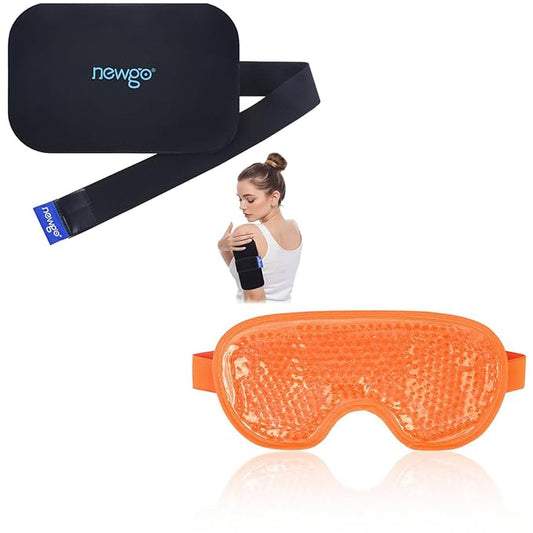NEWGO Bundle of Gel Cold Eye Mask + Multipurpose Gel Cold Pack