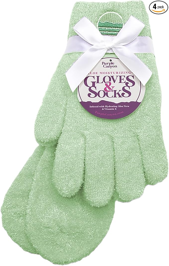 Purple Canyon Moisturizing Socks and Gloves Set | Sage Green Fuzzy Socks and Gloves with Aloe and Vitamin E for Women | Women's Gifts for Self-Care