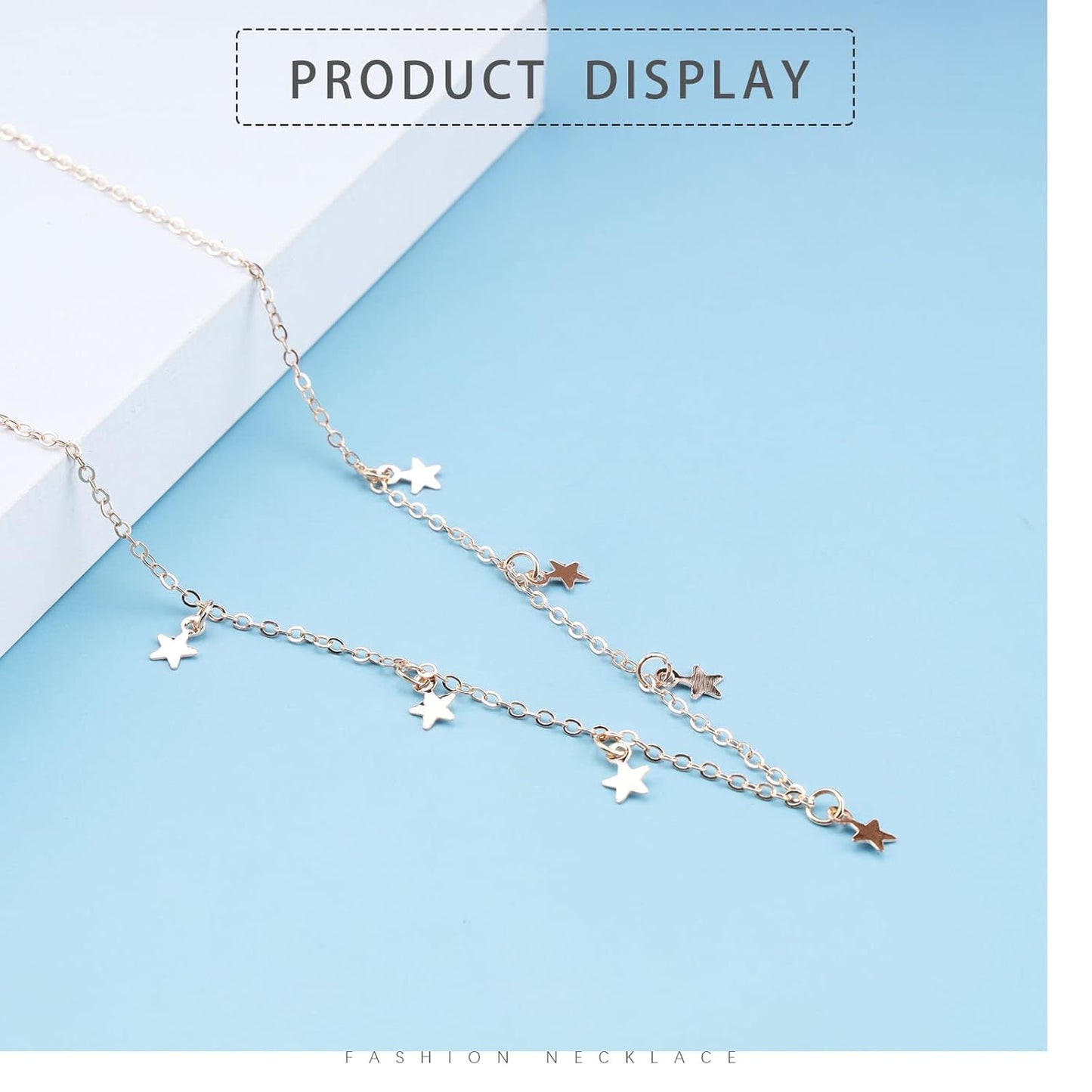 Bohemia Star Necklace Star Dangle Choker Necklace Gold Stars Short Necklace Minimalist Star Tassel Chain Necklace Jewelry for Women and Girls