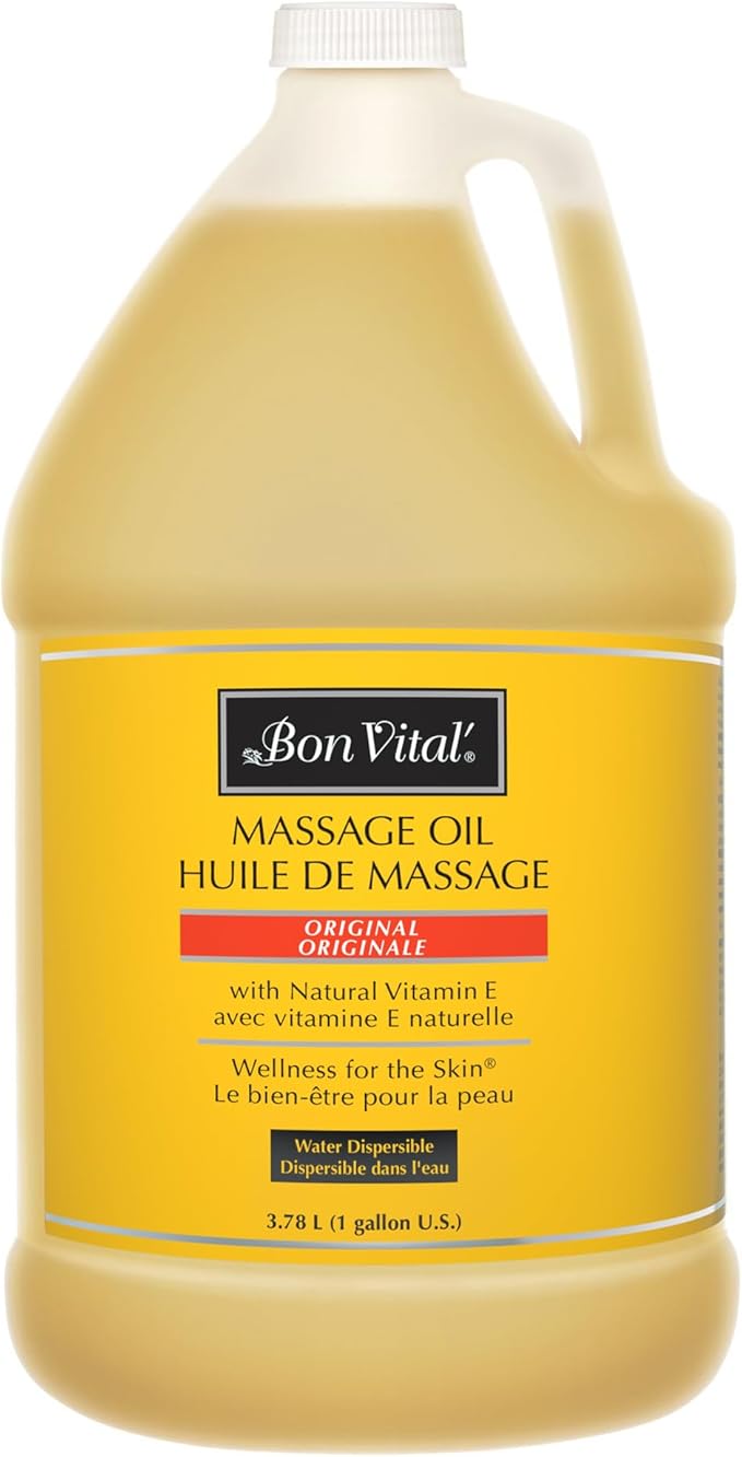 Bon Vital' Original Massage Oil for a Versatile Massage Foundation to Relax Sore Muscles and Repair Dry Skin, Best Massage Oil on Market, Unbeatable Consistency and Quality, 1 Gal, Label may Vary