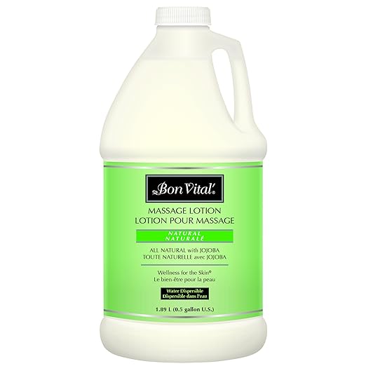 Bon Vital' Naturale Massage Lotion with Natural Ingredients for Earth-Friendly Massage, All Natural Moisturizer, Relieves Muscle Soreness and Increases Circulation, 1/2 Gal, Label may Vary