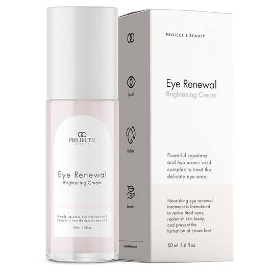 Project E Beauty Eye Renewal Brightening Cream Advanced Anti-Aging Under Eye Cream | Visibly Reduces Wrinkles, Puffiness & Dark Circles | Intensive Hydration | Illuminates & Firms | 1.6 fl. oz.
