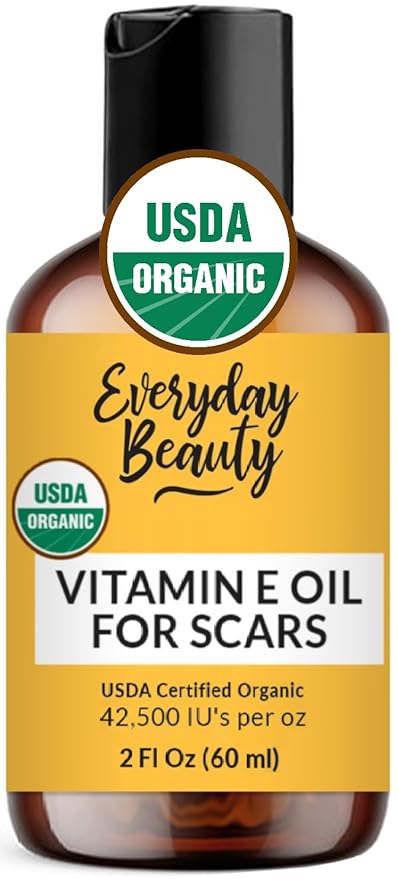 Organic Vitamin E Oil for Scars - All Natural & Vegan Skin Moisturizer 2oz - Light and Unscented Great for Scars After Surgery - Reduce Wrinkles, Anti Aging, Lighten Dark Spots - Face, Skin & All Over