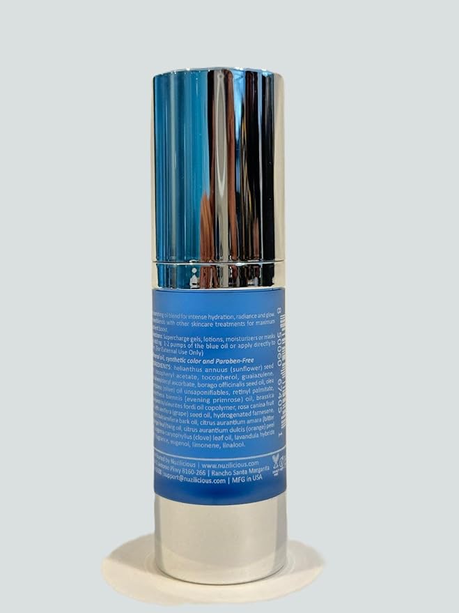 Professional Grade Super Charge Blue Oil – Intense Hydration & Radiance with Essential Oils & Lipid-Rich Plant Oils, Vegan & Cruelty-Free, 1 oz