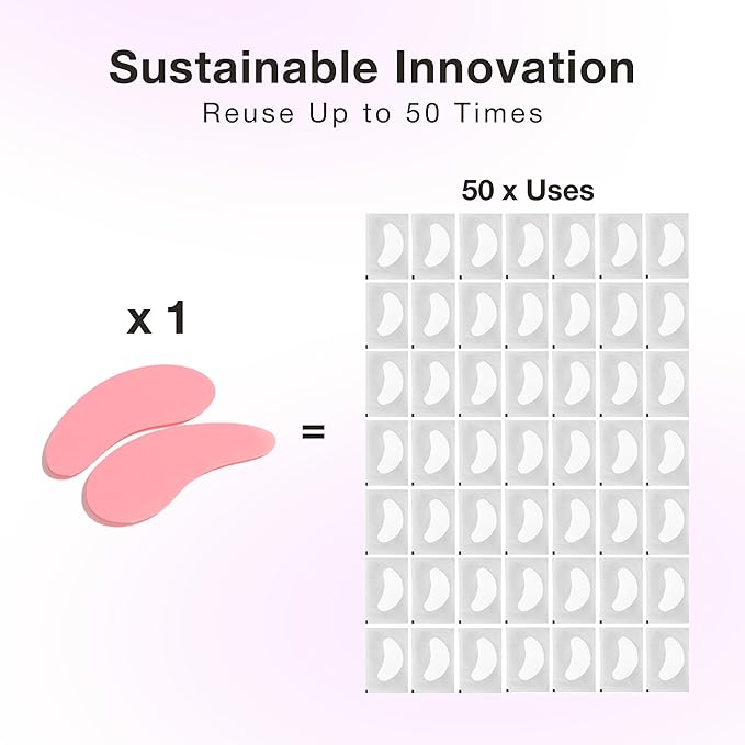 Curacoro Reusable Eye Pads, Silicone Under Eye Patches Lash Lift Cover Eyelash Extension | Soft Pads for Sensitive Skin during Eyelash Perm Lamination & Lash Extensions Remover (Pink, Style 3)