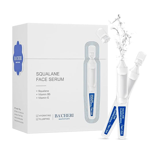 Squalane Serum for Face # 15 Pcs/Box, with Vitamin E, Vitamin B5 and Vitamin A derivative, Moisturizing Serum Soft Ampoules to Smooth Dry and Sensitive Skin