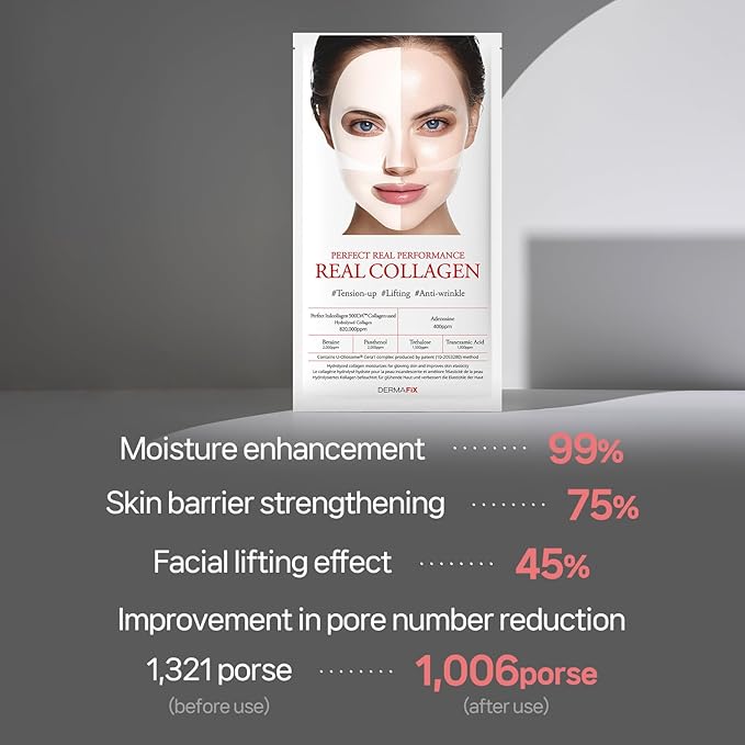 REALCOLLAGEN Hydrolyzed Collagen Face Masks, Lifting and Pore Minimizing, 23g each, Value Pack of 8