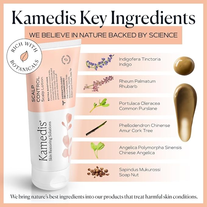 KAMEDIS Moisturizer Leave-On Botanical Scalp Lotion. For Dandruff, Dry, Itchy, Flaky and Sensitive Scalp Skin. Over-Night Head Mask, Parabens Free. 3.38 Fl Oz. (Scalp Lotion (3pk))