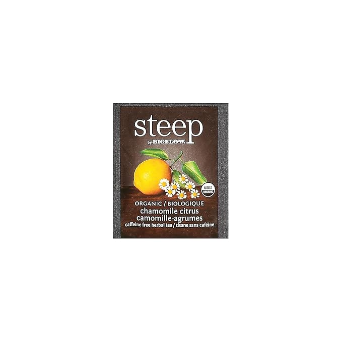 steep Organic Chamomile Citrus Herbal 20 Count Box, Certified Organic, Gluten-Free, Kosher Tea in Foil-Wrapped Bags