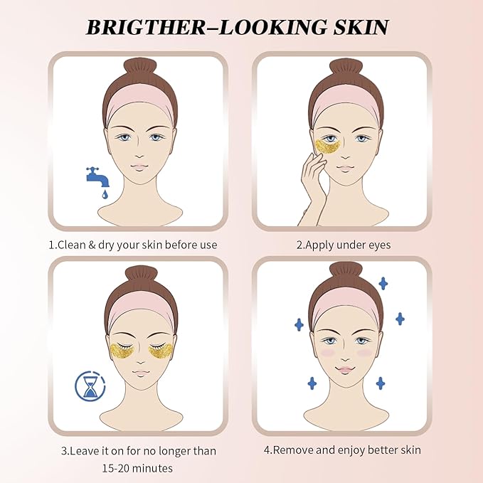 Under Eye Patches (24 Pairs), 24K Gold Under Eye Masks for Dark Circles, Puffy Eyes, Undereye Bags, Wrinkles - Rejuvenating & Revitalizing Eye Skincare Treatment - Bridesmaid Gifts for Women