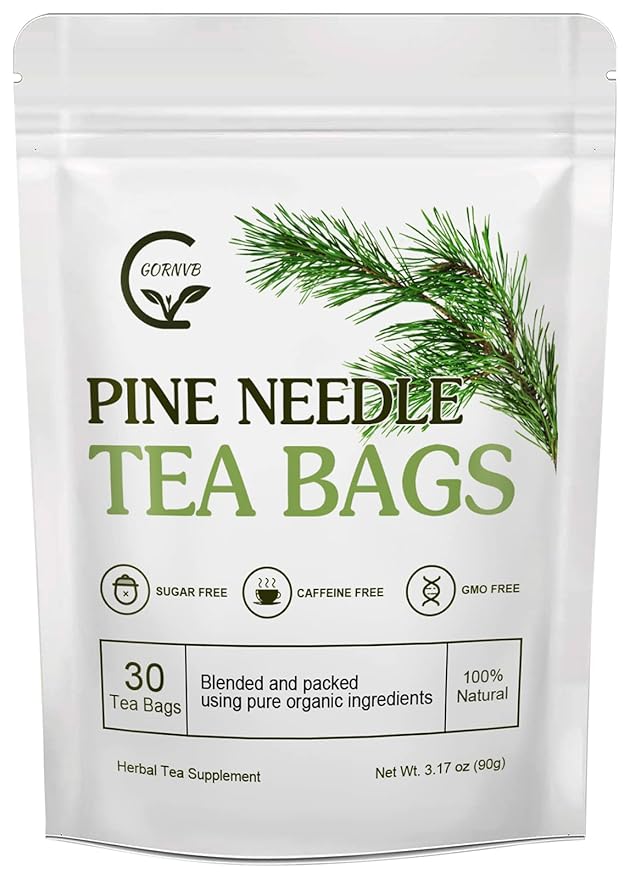 Organic Pine Needle Tea Bags - 100% Pure Natural Dried Pine Needles Herbal Tea, Effectively Antioxidant & Immune Support, Caffeine Free, 30 Tea Bags