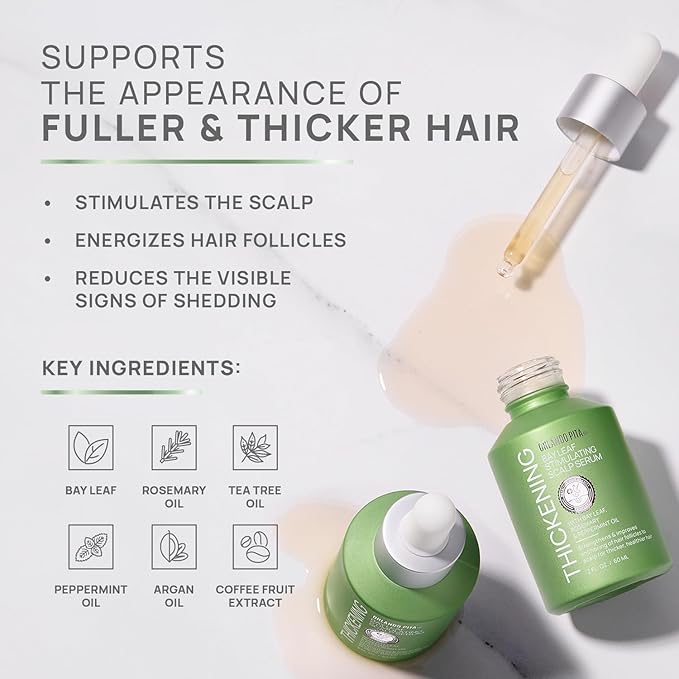 ORLANDO PITA Bay Leaf Stimulating Scalp Serum For All Hair Types, Supports The Appearance Of Fuller & Thicker Hair, Designed To Reduce Visual Signs Of Hair Shedding, 60-Day Supply, 2 Fl Oz (Pack of 2)