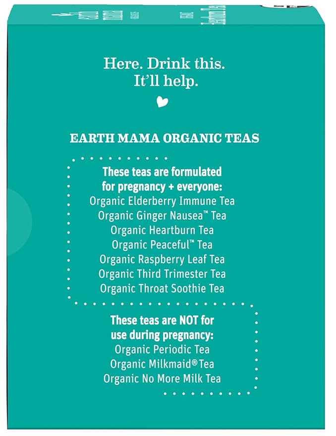 Earth Mama Organic Heartburn Tea | Pregnancy-Safe Soothing Herbal Blend with Marshmallow Root, Lemon Balm & Chamomile, 16 Teabags Per Box (2-Pack)